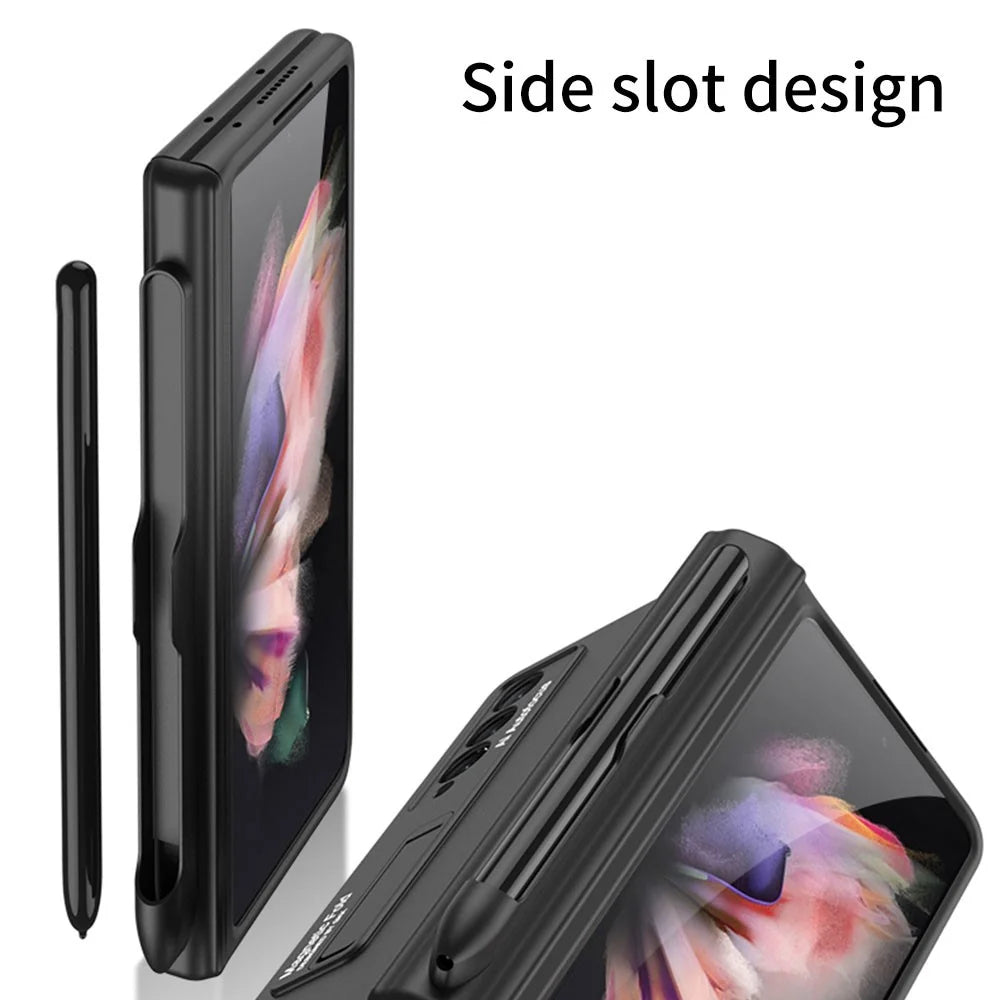 GKK Full Protection Magnetic Absorption Hinge Hard PC Folding Phone Case Cover with Kickstand and Pen Slot for Samsung Galaxy Z Fold3 5G - Black - 2