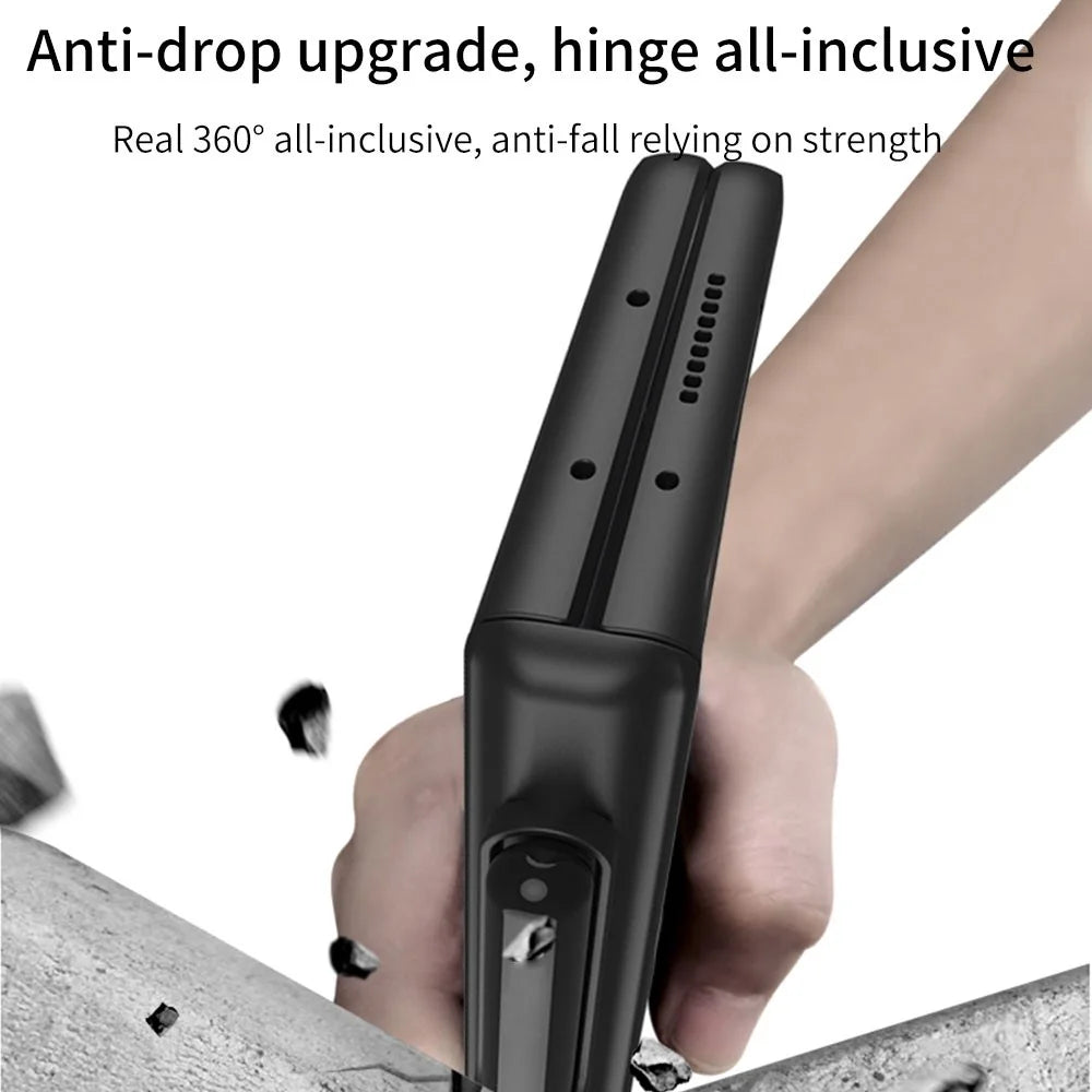 GKK Full Protection Magnetic Absorption Hinge Hard PC Folding Phone Case Cover with Kickstand and Pen Slot for Samsung Galaxy Z Fold3 5G - Black - 4