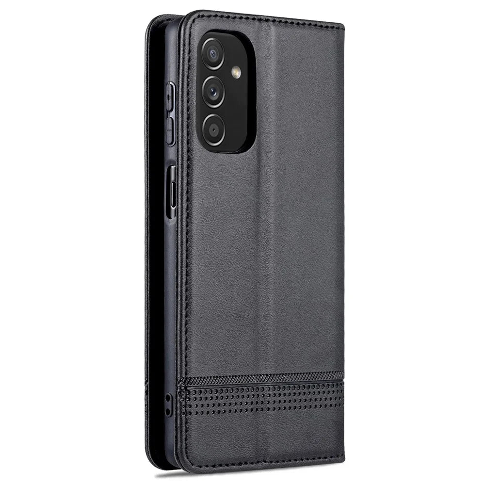 AZNS Magnetic Absorption PU Leather Flip Cover Stand Full Protection Wallet Phone Case for Samsung Galaxy M52 5G - Black - 3