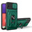 Kickstand Hard PC Soft TPU Shockproof Phone Cover with Card Holder and Slide Camera Cover for Samsung Galaxy A22 5G (EU Version) - Blackish Green - 1