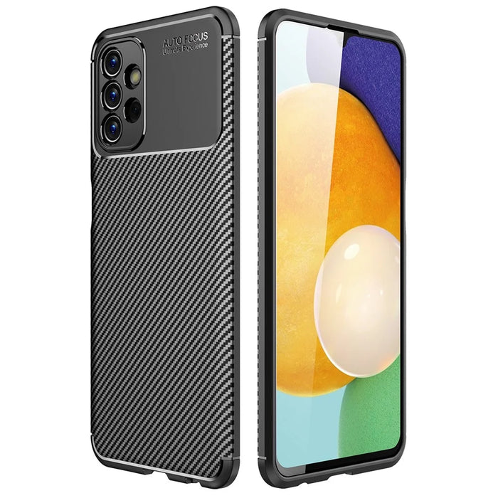 For Samsung Galaxy A13 4G Carbon Fiber Texture Well-protected Slim Light TPU Phone Case Shell - Black - 1