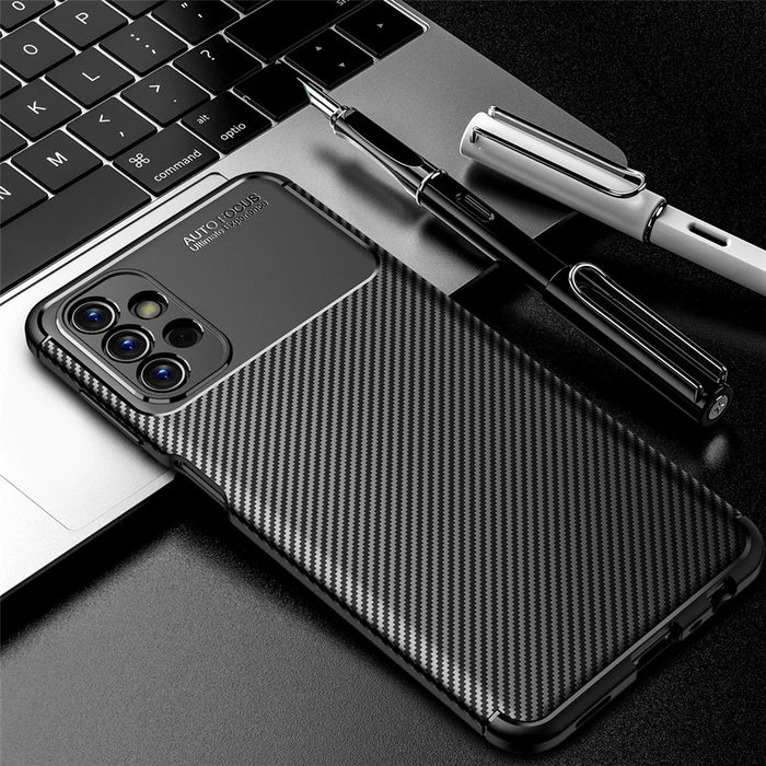 For Samsung Galaxy A13 4G Carbon Fiber Texture Well-protected Slim Light TPU Phone Case Shell - Black - 2