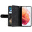 Shockproof Mobile Phone Wallet Phone Case Zipper Pocket Stand Phone Cover with Carrying Strap for Samsung Galaxy S22 5G - Black - 5