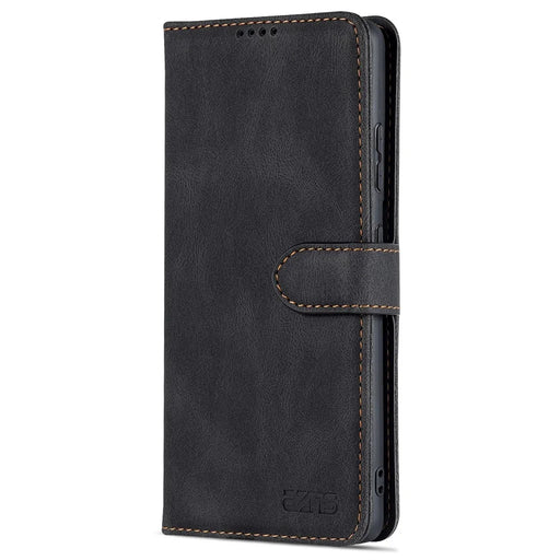 AZNS Magnetic Closure PU Leather Flip Wallet Case Stand Shockproof TPU Inner Shell Phone Cover for Samsung Galaxy S21 Ultra 5G - Black - 2