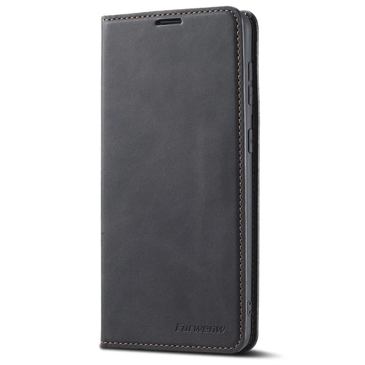 FORWENW Fantasy Series Soft TPU Inner Case Skin-touch PU Leather Cover with Wallet Stand for Samsung Galaxy S22+ 5G - Black - 2
