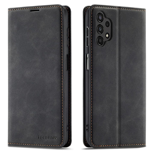 FORWENW Fantasy Series Skin-touch PU Leather Wallet Stand Phone Case Auto Closing Magnetic Cover for Samsung Galaxy A13 5G / A04s 4G (164.7mm) - Black - 1