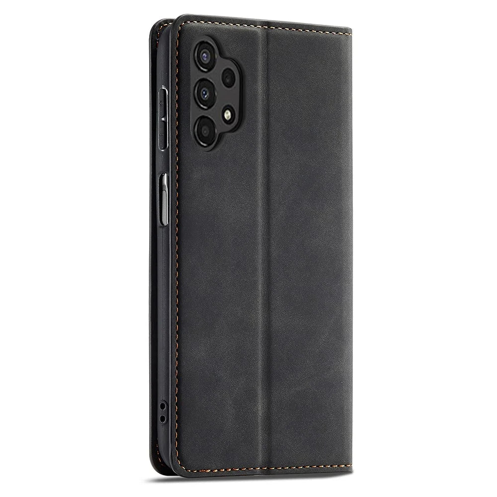 FORWENW Fantasy Series Skin-touch PU Leather Wallet Stand Phone Case Auto Closing Magnetic Cover for Samsung Galaxy A13 5G / A04s 4G (164.7mm) - Black - 3