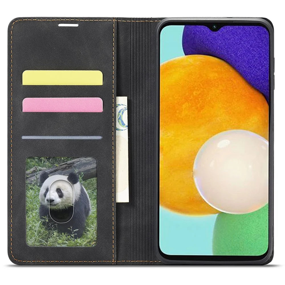 FORWENW Fantasy Series Skin-touch PU Leather Wallet Stand Phone Case Auto Closing Magnetic Cover for Samsung Galaxy A13 5G / A04s 4G (164.7mm) - Black - 5