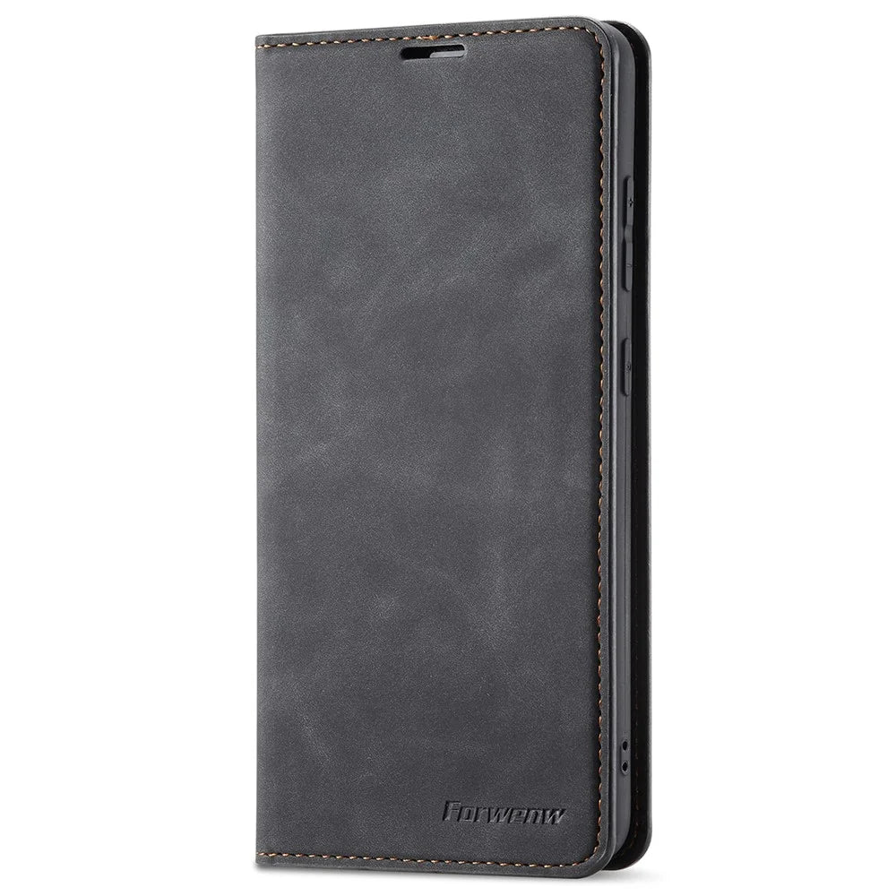 FORWENW Fantasy Series Skin-touch Full Protection PU Leather Wallet Stand Phone Case for Samsung Galaxy A53 5G - Black - 2