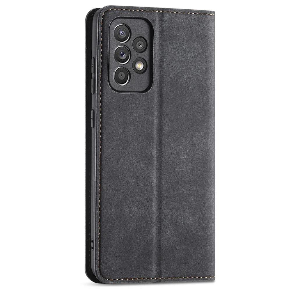 FORWENW Fantasy Series Skin-touch Full Protection PU Leather Wallet Stand Phone Case for Samsung Galaxy A53 5G - Black - 3