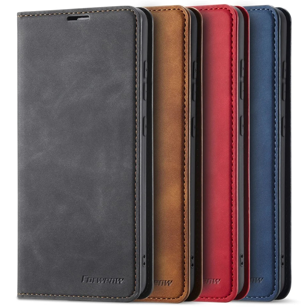 FORWENW Fantasy Series Skin-touch Full Protection PU Leather Wallet Stand Phone Case for Samsung Galaxy A53 5G - Black - 7