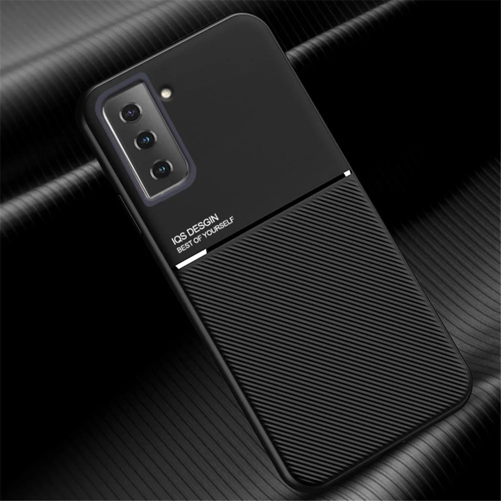 Built-in Metal Sheet Drop-resistant Cover Imprinting PU Leather + TPU Phone Case for Samsung Galaxy S21 5G - Blue - 7