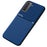 Car Mount Holder Metal Sheet Imprinting PU Leather + TPU Phone Case Shell for Samsung Galaxy S21+ 5G - Blue - 1