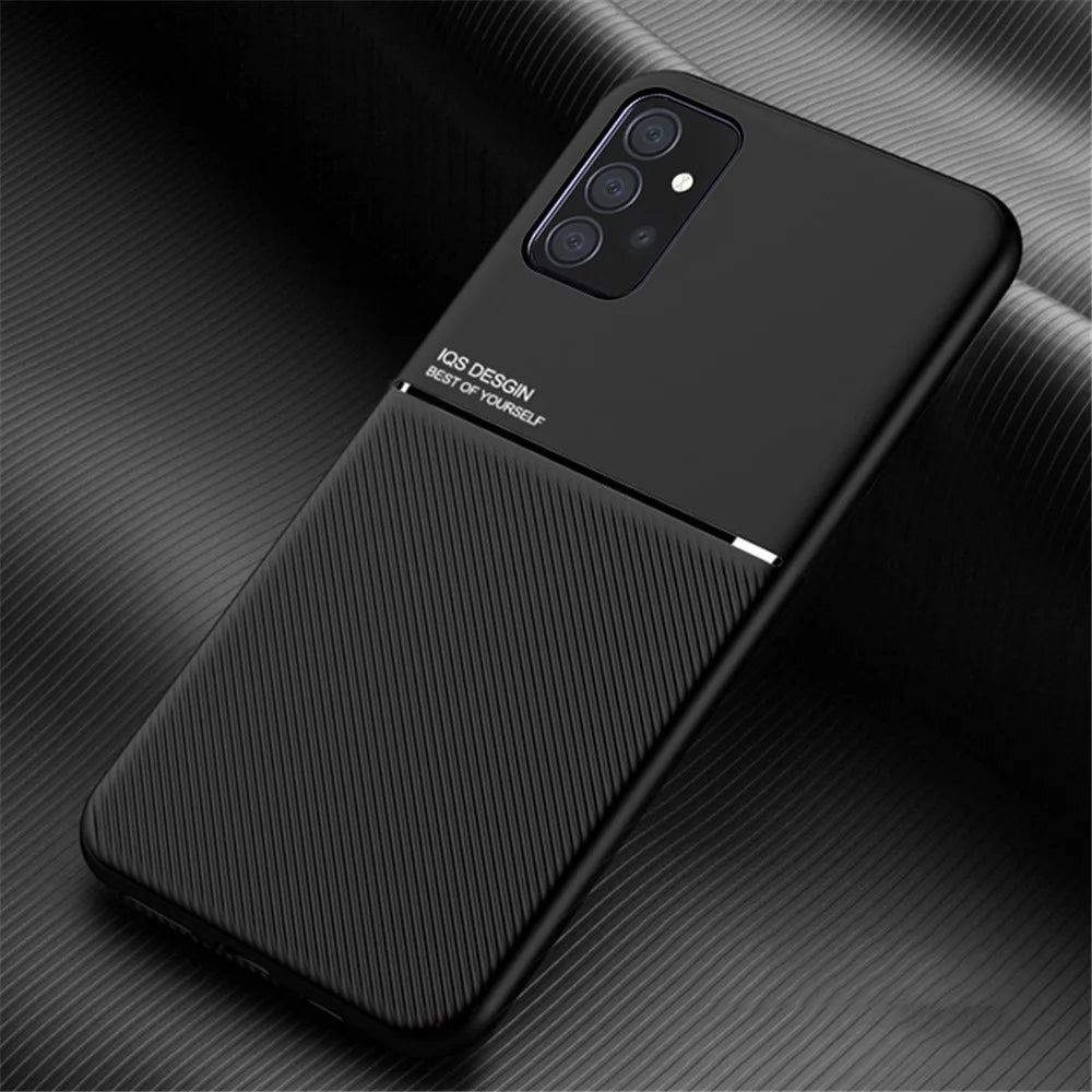 Shockproof Phone Cover Built-in Magnetic Metal Sheet Anti-scratch Phone Case Shell for Samsung Galaxy A52 4G / A52s 5G / A52 5G - Black - 2