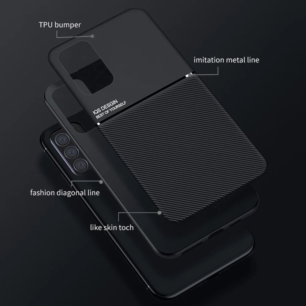 Shockproof Phone Cover Built-in Magnetic Metal Sheet Anti-scratch Phone Case Shell for Samsung Galaxy A52 4G / A52s 5G / A52 5G - Black - 3