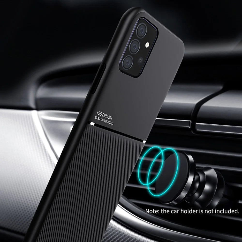 Shockproof Phone Cover Built-in Magnetic Metal Sheet Anti-scratch Phone Case Shell for Samsung Galaxy A52 4G / A52s 5G / A52 5G - Black - 4