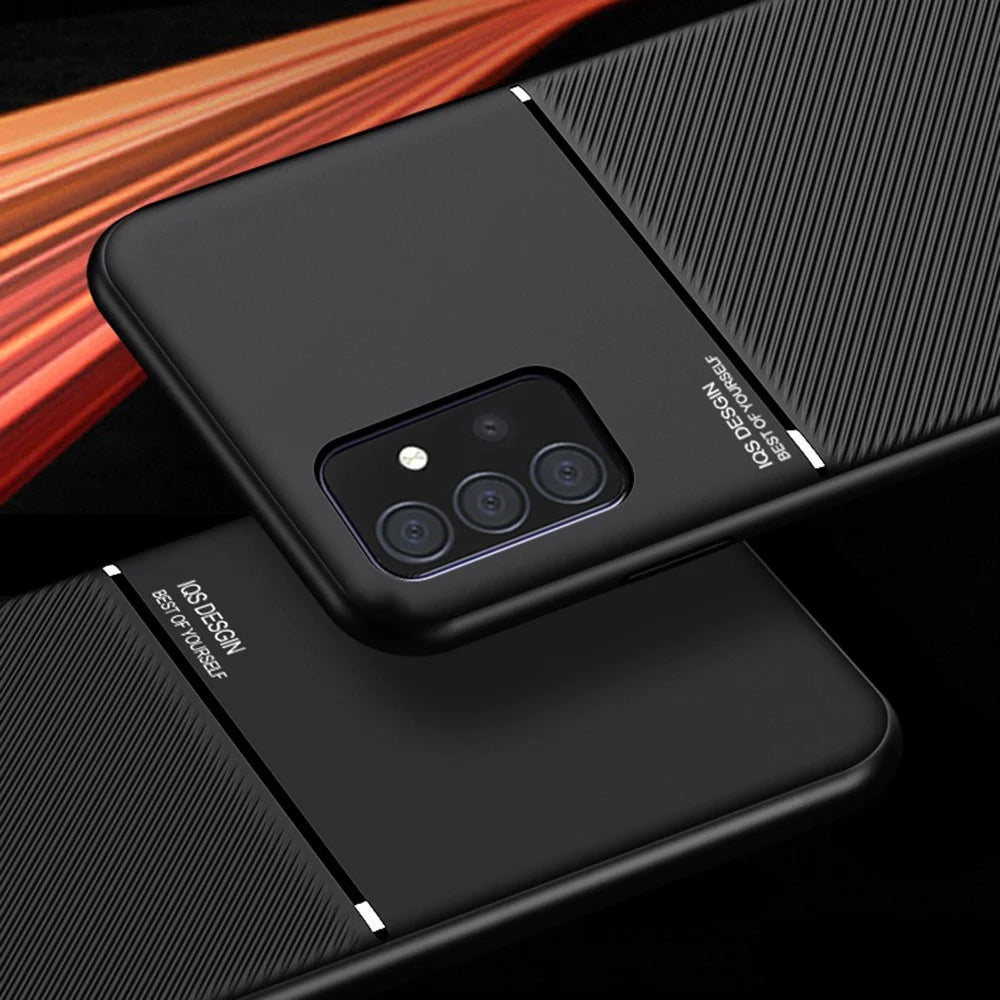 Shockproof Phone Cover Built-in Magnetic Metal Sheet Anti-scratch Phone Case Shell for Samsung Galaxy A52 4G / A52s 5G / A52 5G - Black - 5