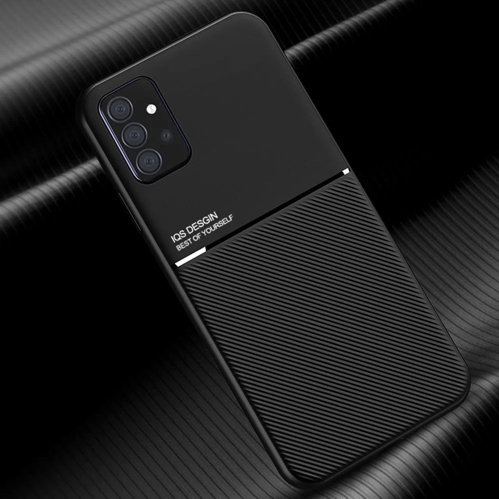Shockproof Phone Cover Built-in Magnetic Metal Sheet Anti-scratch Phone Case Shell for Samsung Galaxy A52 4G / A52s 5G / A52 5G - Black - 6
