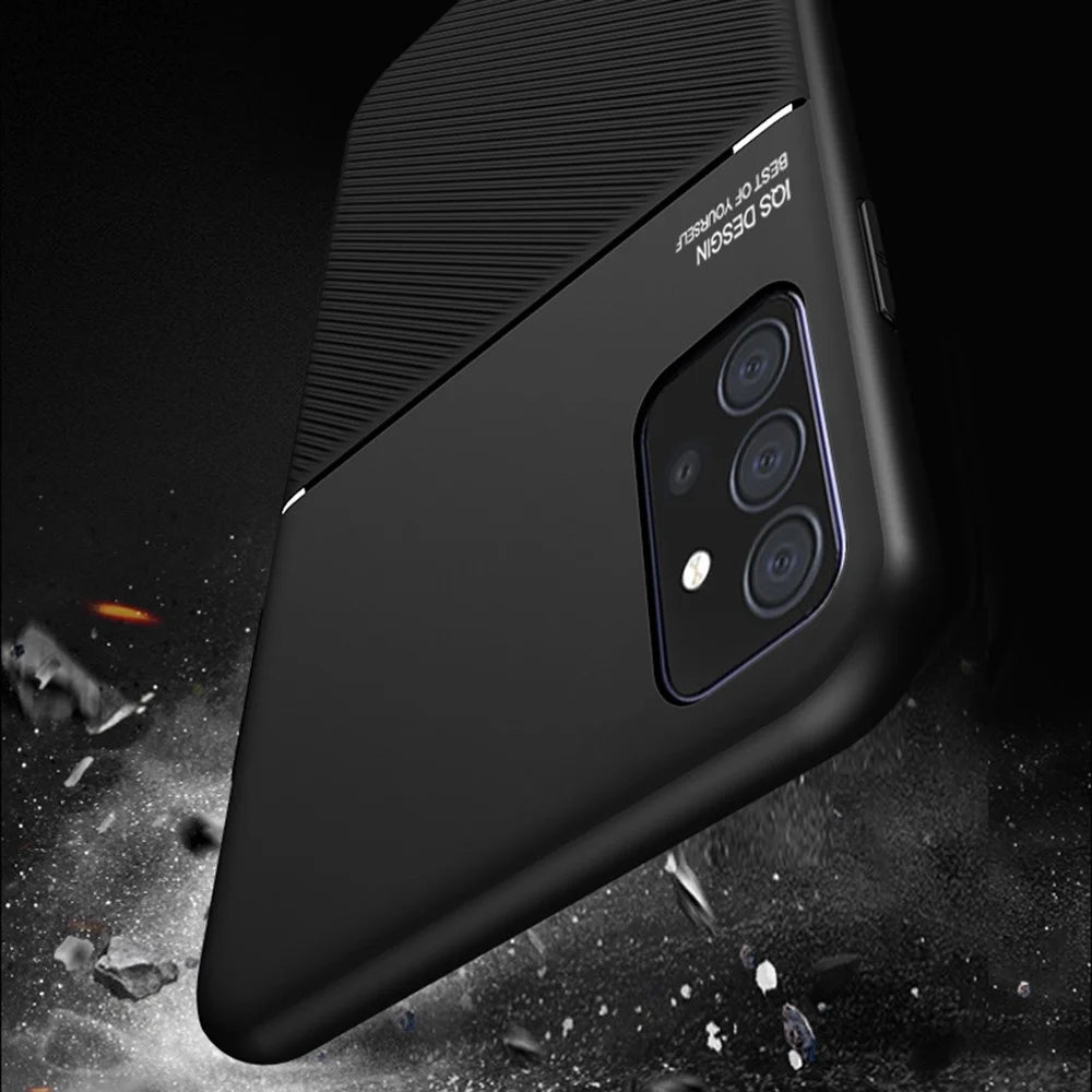 Shockproof Phone Cover Built-in Magnetic Metal Sheet Anti-scratch Phone Case Shell for Samsung Galaxy A52 4G / A52s 5G / A52 5G - Black - 7