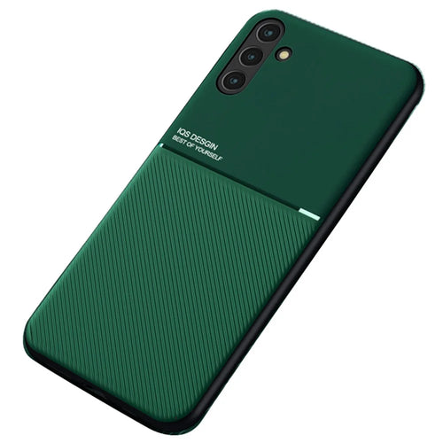 For Samsung Galaxy A13 5G Phone Case TPU and PU Leather Shockproof Phone Cover with Built-in Magnetic Metal Sheet - Green - 1