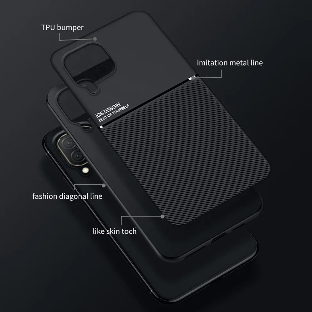 Business Style Shockproof Phone Case TPU + PU Leather Coated Protective Cover for Samsung Galaxy A22 4G (EU Version)/M32 (Global Version) - Black - 3