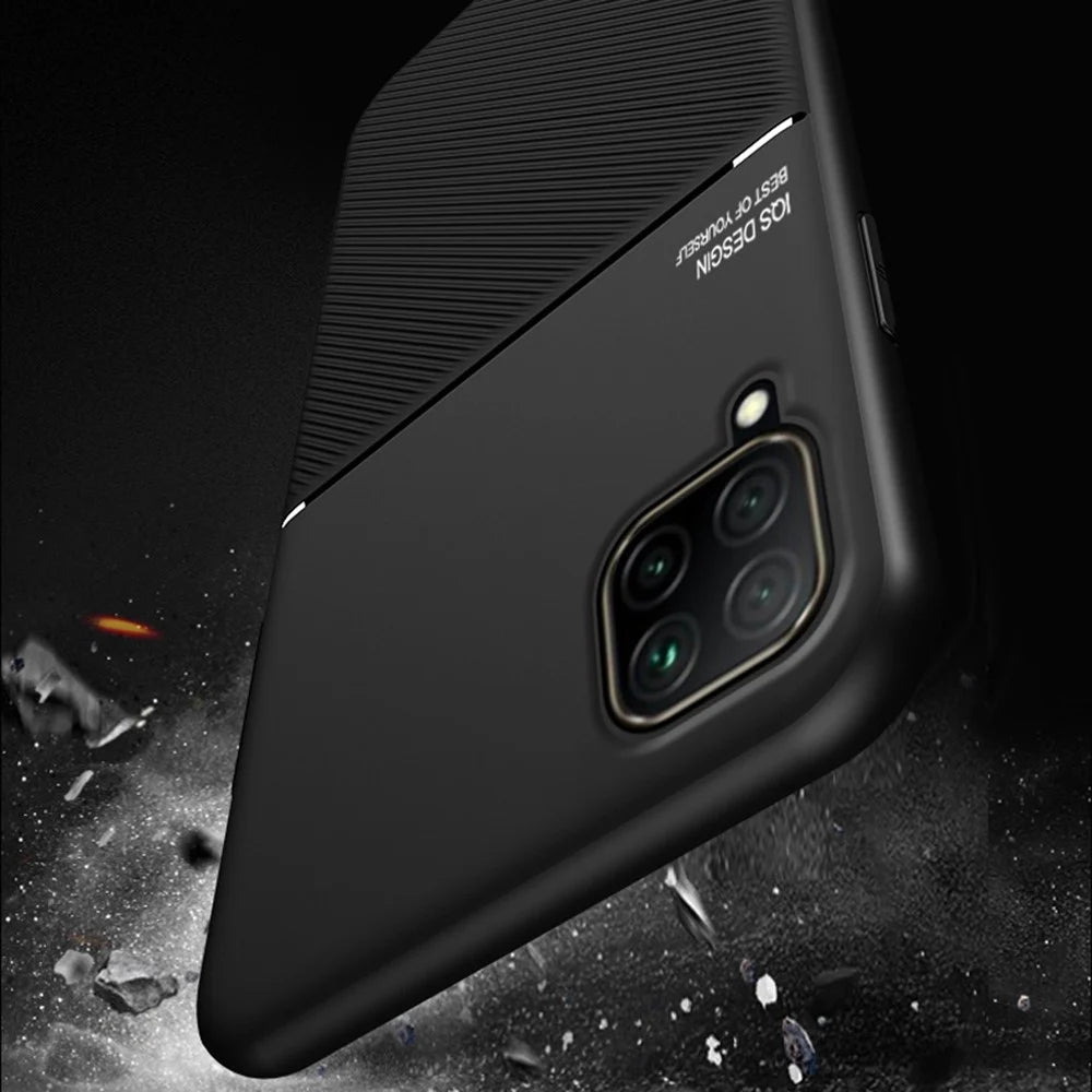 Business Style Shockproof Phone Case TPU + PU Leather Coated Protective Cover for Samsung Galaxy A22 4G (EU Version)/M32 (Global Version) - Black - 7