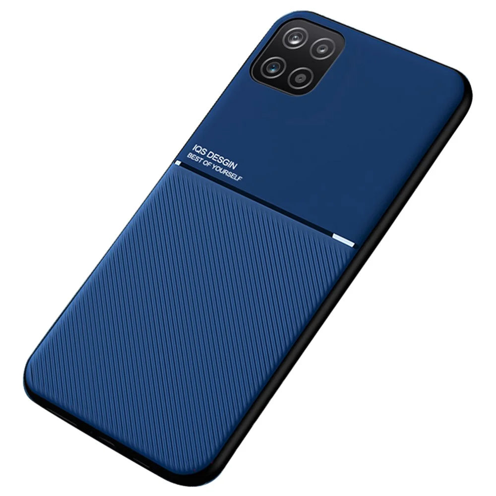 Shockproof Phone Case TPU + PU Leather Coated Anti-fall Protective Cover for Samsung Galaxy A22 5G (EU Version) - Blue - 1
