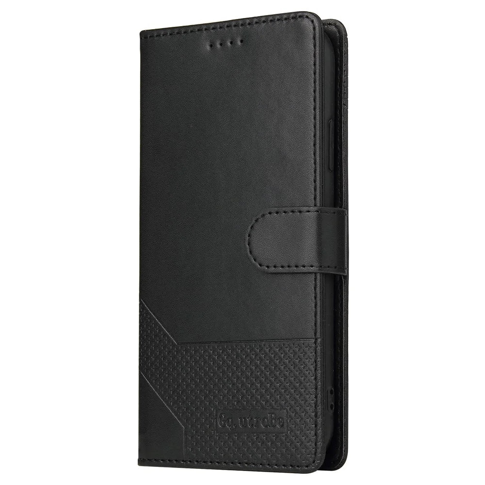 GQ.UTROBE 009 Series Splicing PU Leather  Folio Flip Case Stand Magnetic Closure Phone Cover with Wallet for Samsung Galaxy S22 5G - Black - 2