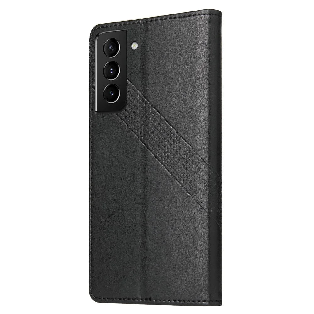 GQ.UTROBE 009 Series Splicing PU Leather  Folio Flip Case Stand Magnetic Closure Phone Cover with Wallet for Samsung Galaxy S22 5G - Black - 3