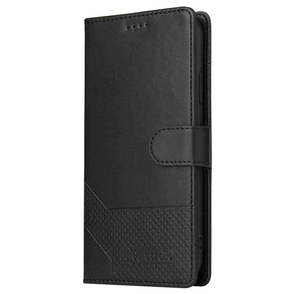 GQ.UTROBE 009 Series Splicing PU Leather + TPU Phone Cover Stand Wallet Case for Samsung Galaxy S22 Ultra 5G - Black - 2