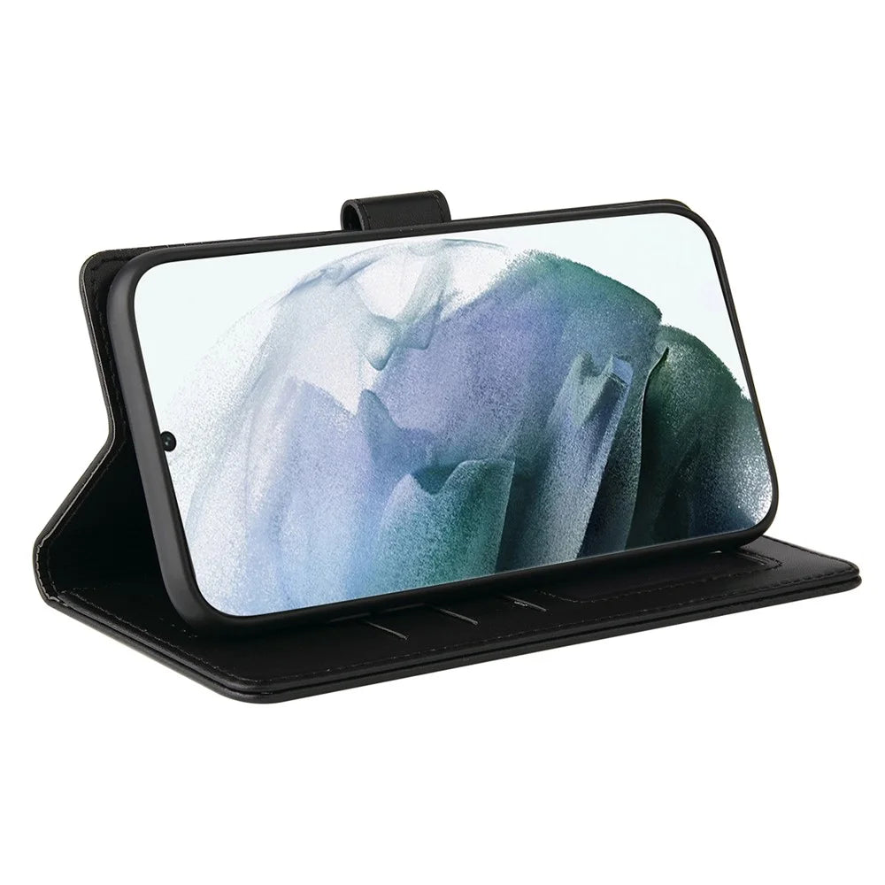 GQ.UTROBE 009 Series Splicing PU Leather + TPU Phone Cover Stand Wallet Case for Samsung Galaxy S22 Ultra 5G - Black - 4