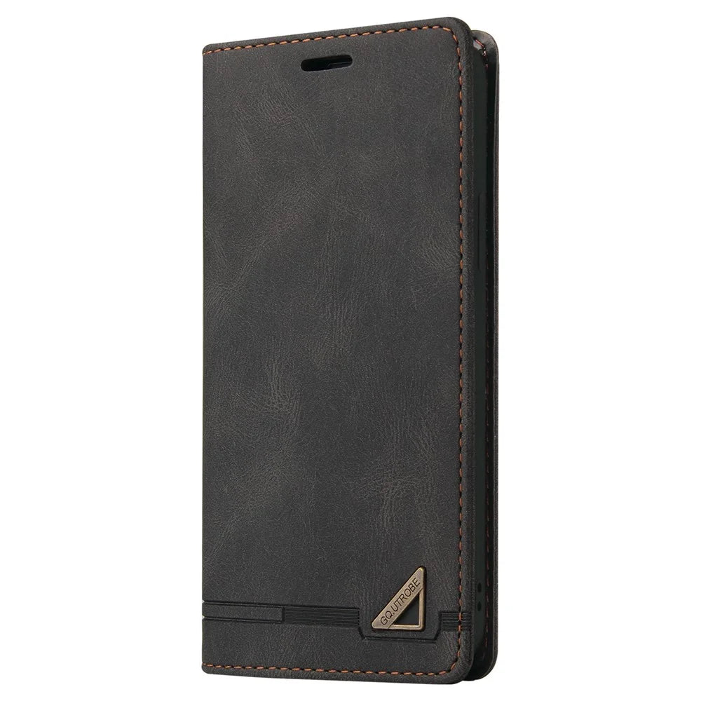 GQ.UTROBE 008 Series RFID Blocking PU Leather Cover Skin Touch Magnetic Auto-absorbed Anti-fall Phone Case with Stand Wallet for Samsung Galaxy S22 Ultra 5G - Black - 2