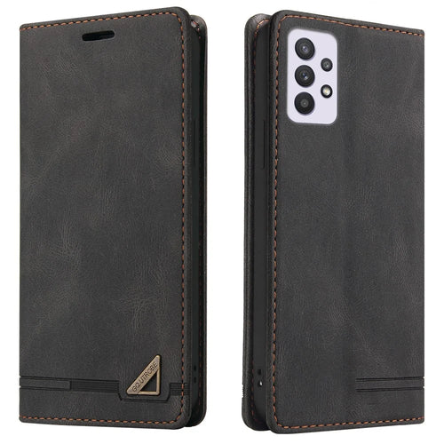 GQ.UTROBE 008 Series Stand Wallet Function RFID Blocking Anti-swiping Phone Case Skin Touch PU Leather Magnetic Auto-absorbed Cover for Samsung Galaxy A33 5G - Black - 1