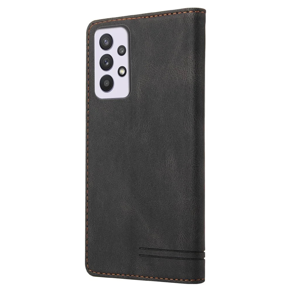 GQ.UTROBE 008 Series Stand Wallet Function RFID Blocking Anti-swiping Phone Case Skin Touch PU Leather Magnetic Auto-absorbed Cover for Samsung Galaxy A33 5G - Black - 3