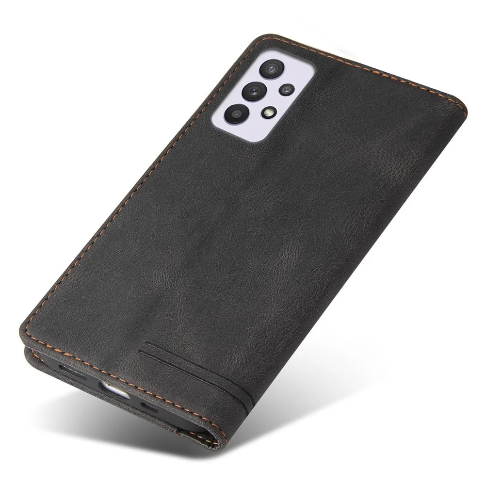 GQ.UTROBE 008 Series Stand Wallet Function RFID Blocking Anti-swiping Phone Case Skin Touch PU Leather Magnetic Auto-absorbed Cover for Samsung Galaxy A33 5G - Black - 7