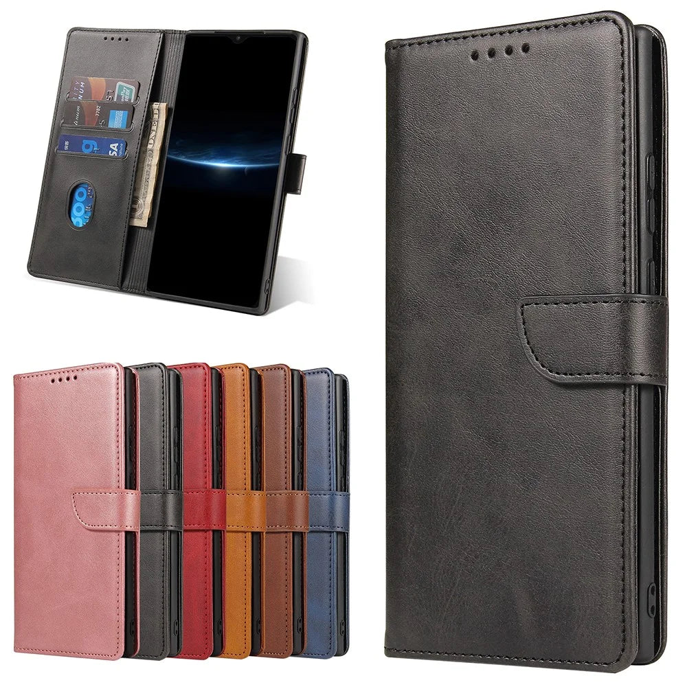 Textured Well-protected PU Leather + Soft TPU Phone Cover Dual-sided Magnetic Clasp Stand Case with Wallet for Samsung Galaxy A22 5G (EU Version) - Black - 7
