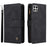 Imprinting Stripes Zipper Pocket Leather Cover Foldable Stand Card Slots Phone Case Shell for Samsung Galaxy A22 5G (EU Version) - Black - 1