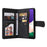 Imprinting Stripes Zipper Pocket Leather Cover Foldable Stand Card Slots Phone Case Shell for Samsung Galaxy A22 5G (EU Version) - Black - 6