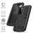 R-JUST for Samsung Galaxy S22 5G Waterproof Drop-Proof Case Kickstand Back Cover with Tempered Glass - Black - 2