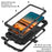 R-JUST for Samsung Galaxy S22 5G Waterproof Drop-Proof Case Kickstand Back Cover with Tempered Glass - Black - 3