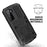R-JUST for Samsung Galaxy S22 5G Waterproof Drop-Proof Case Kickstand Back Cover with Tempered Glass - Black - 5