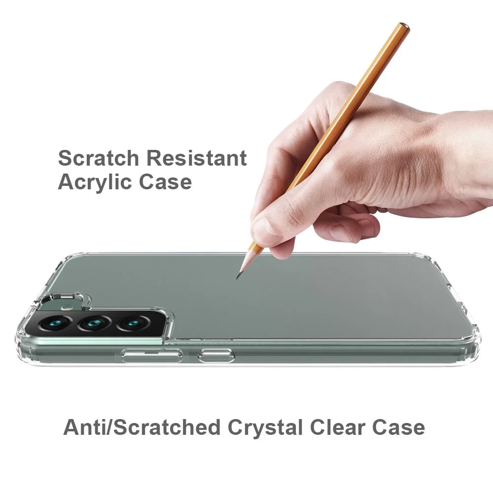 Acrylic Back Panel + Soft TPU Edges Protective Clear Phone Case for Samsung Galaxy S22+ 5G - 5