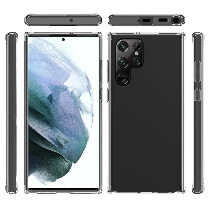 Hard Acrylic Back with TPU Bumper Shockproof Anti-Drop Protective Phone Case for Samsung Galaxy S22 Ultra 5G - 6