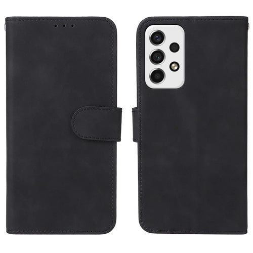 Skin-touch Feeling Anti-fingerprint Shockproof Mobile Phone Case PU Leather Stand Phone Cover Wallet for Samsung Galaxy A53 5G - Black - 1