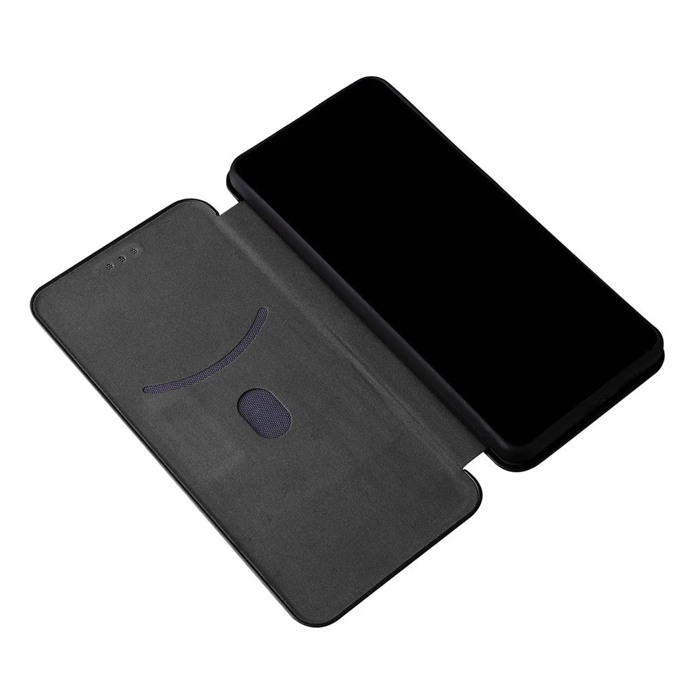 Carbon Fiber Texture Card Holder Phone Case Foldable Stand PU Leather Cover for Samsung Galaxy A73 5G - Black - 5
