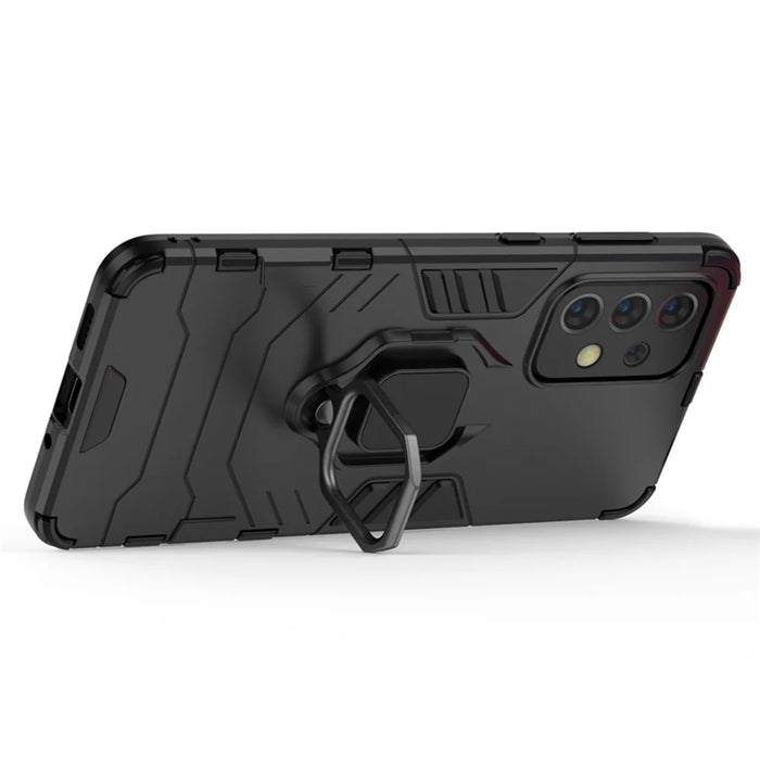 Anti-scratch Soft TPU Hard PC Protective Phone Case with Ring Holder Kickstand for Samsung Galaxy A33 5G - Black - 3