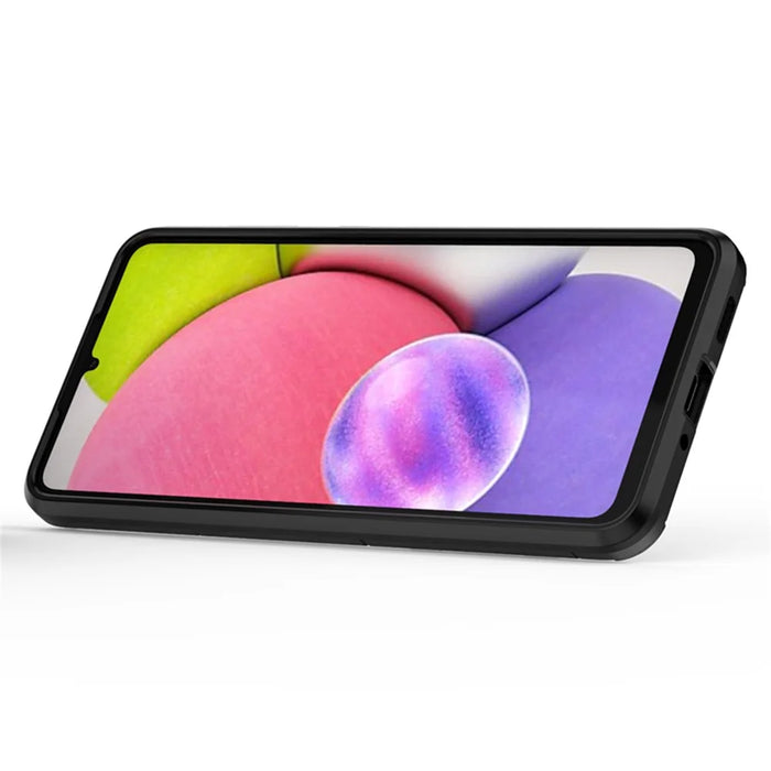 Anti-scratch Soft TPU Hard PC Protective Phone Case with Ring Holder Kickstand for Samsung Galaxy A33 5G - Black - 4