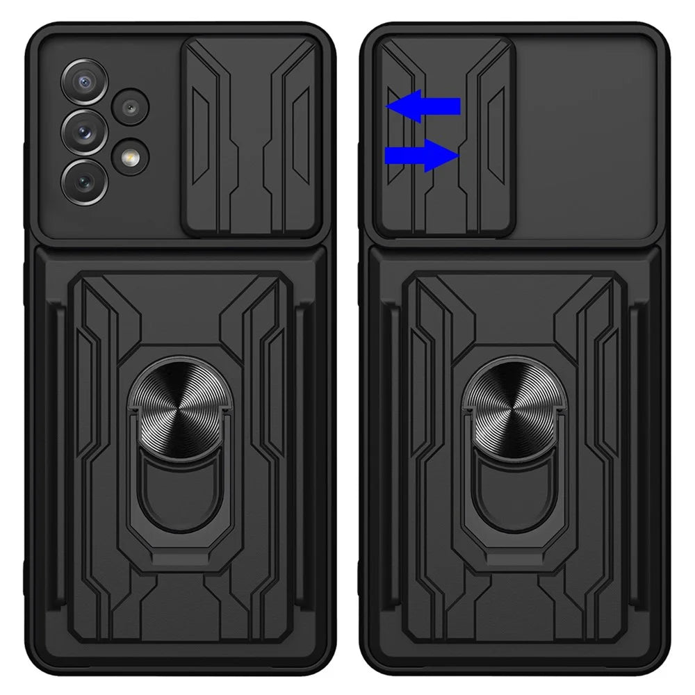 Ring Kickstand Hybrid Dual Layer Hard PC + TPU Heavy Duty Camera Protection Case with Card Slot for Samsung Galaxy A33 5G - Red - 5