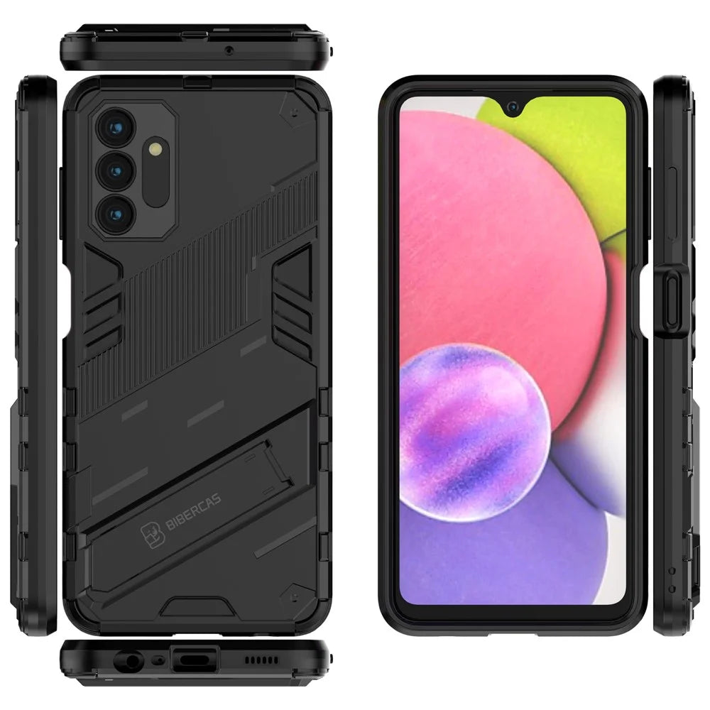 Shockproof Hybrid TPU + PC Cover Protective Phone Case with Kickstand for Samsung Galaxy A13 5G - Black - 7
