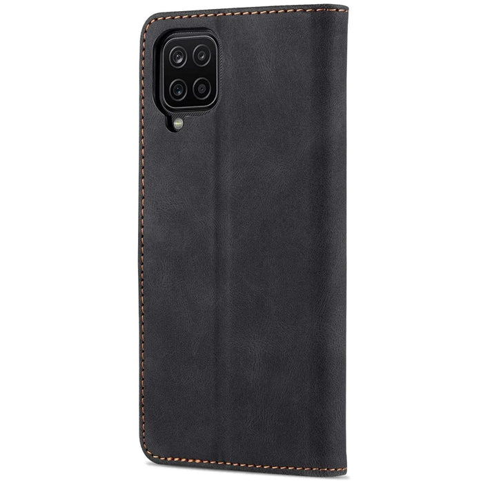 AZNS Full Protection Leather Case Scratch-proof Wallet Stand Phone Cover for Samsung Galaxy A22 4G (EU Version) - Black - 3